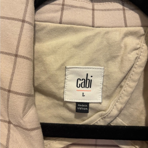 CAbi Windowpane Jacket Size Large 6026 Beige Plaid Jacket EUC - Picture 4 of 6